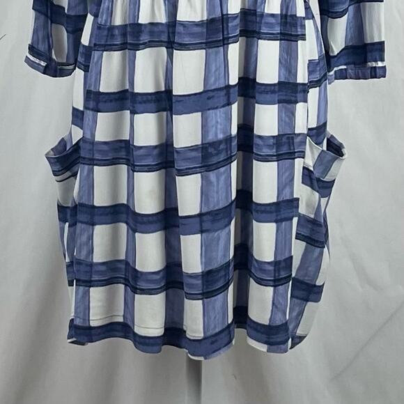 Anthropologie Maeve Blue And White Plaid Cottage Boho Chic Dress NWOT Size M - Picture 4 of 13